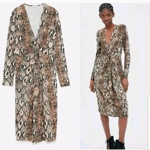 Zara Snake Print Long Sleeve Dress